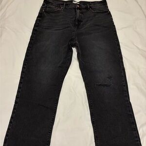 LOFT Size 31/12 Straight Leg Black Distressed Jeans